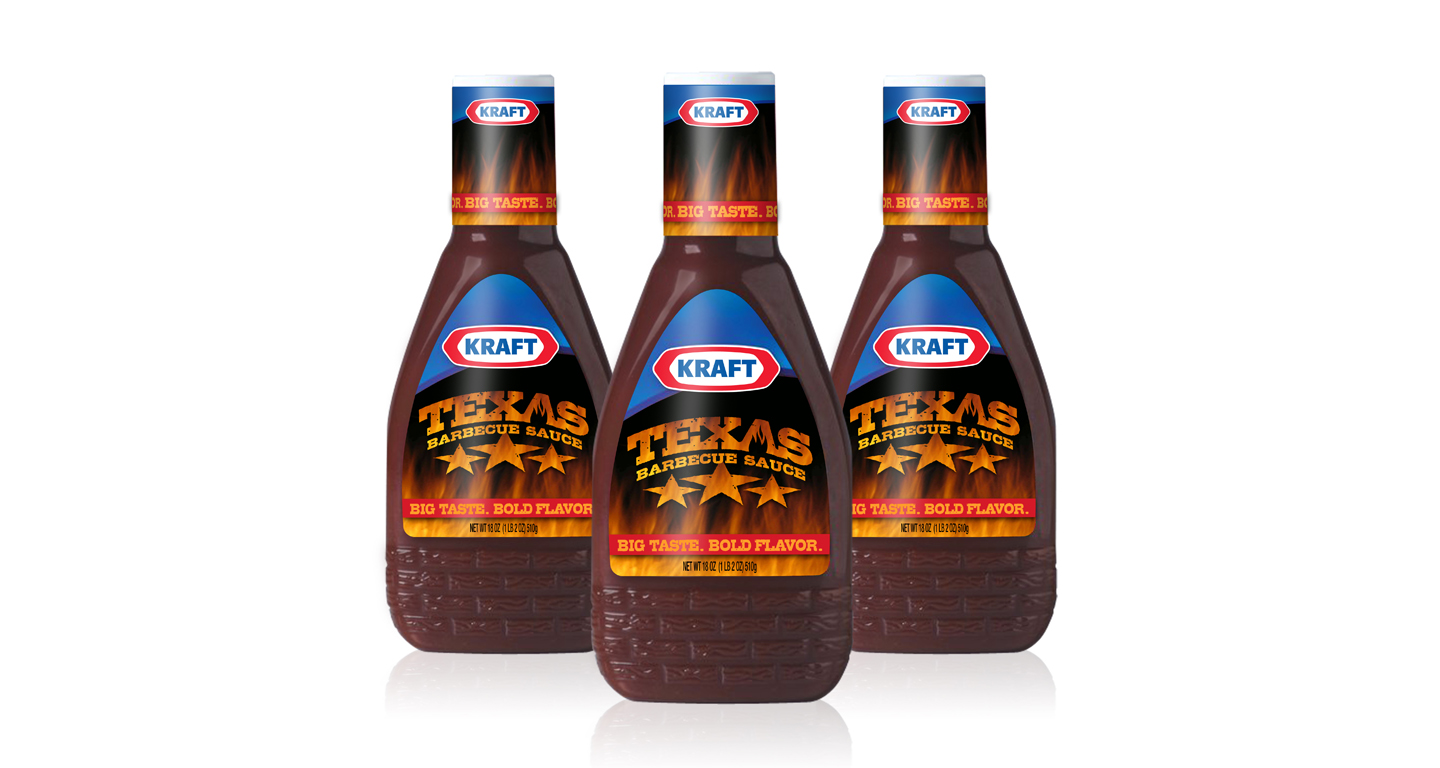 Kraft was looking to position their new barbecue sauce between the original sauce and their premium sauces. We designed the brand logo and label to mimic the taste of this new, spicy, and bold-flavored sauce.